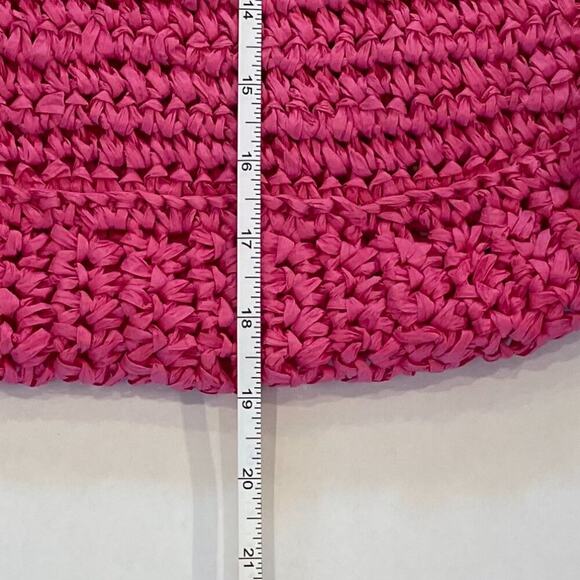 Old Navy Pink Straw/Paper Beach/Pool/Summer Crochet, Open Weave Tote Bag - Picture 6 of 9